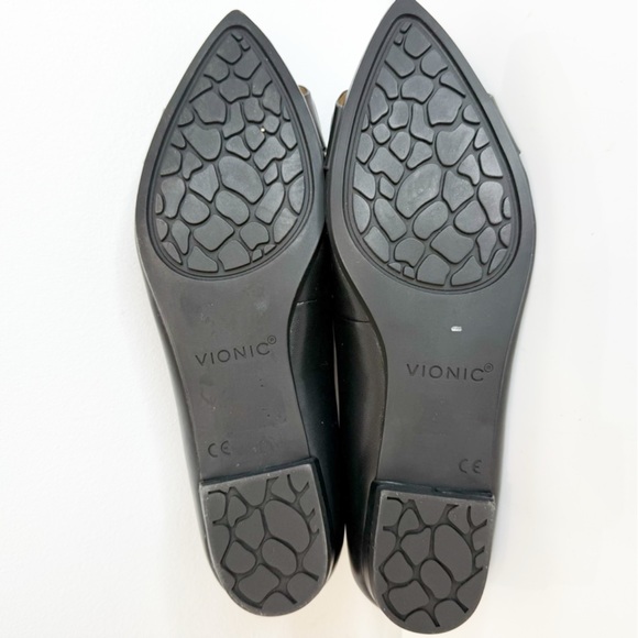 Vionic Arielle Supportive Orthotic Nappa Leather Ballet Flat Womens 7.5 Black